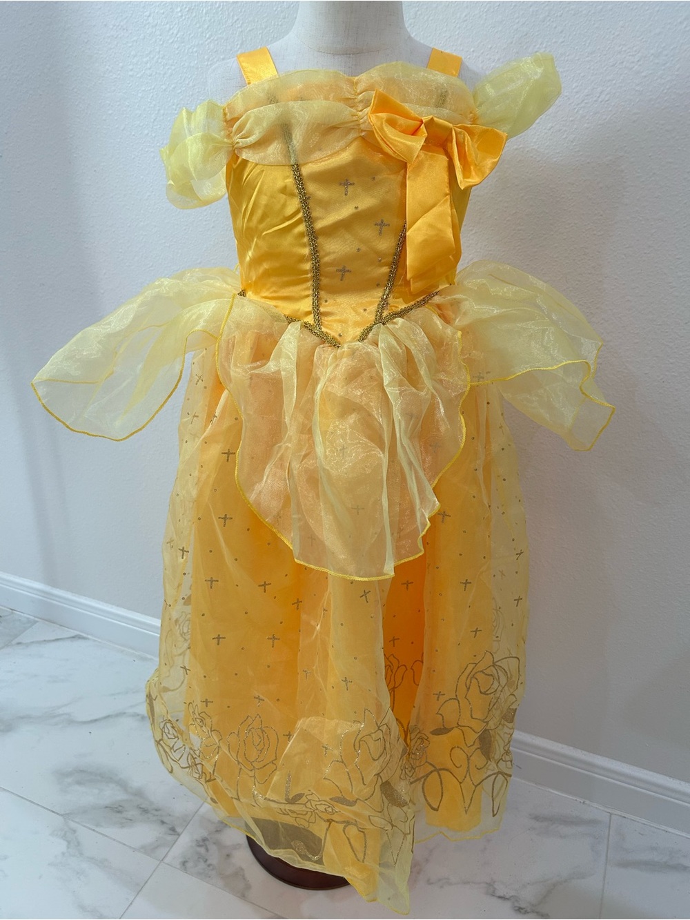 Beauty and the Beast Belle Inspired Yellow Princess Tulle Costume Kids Dress 5/6